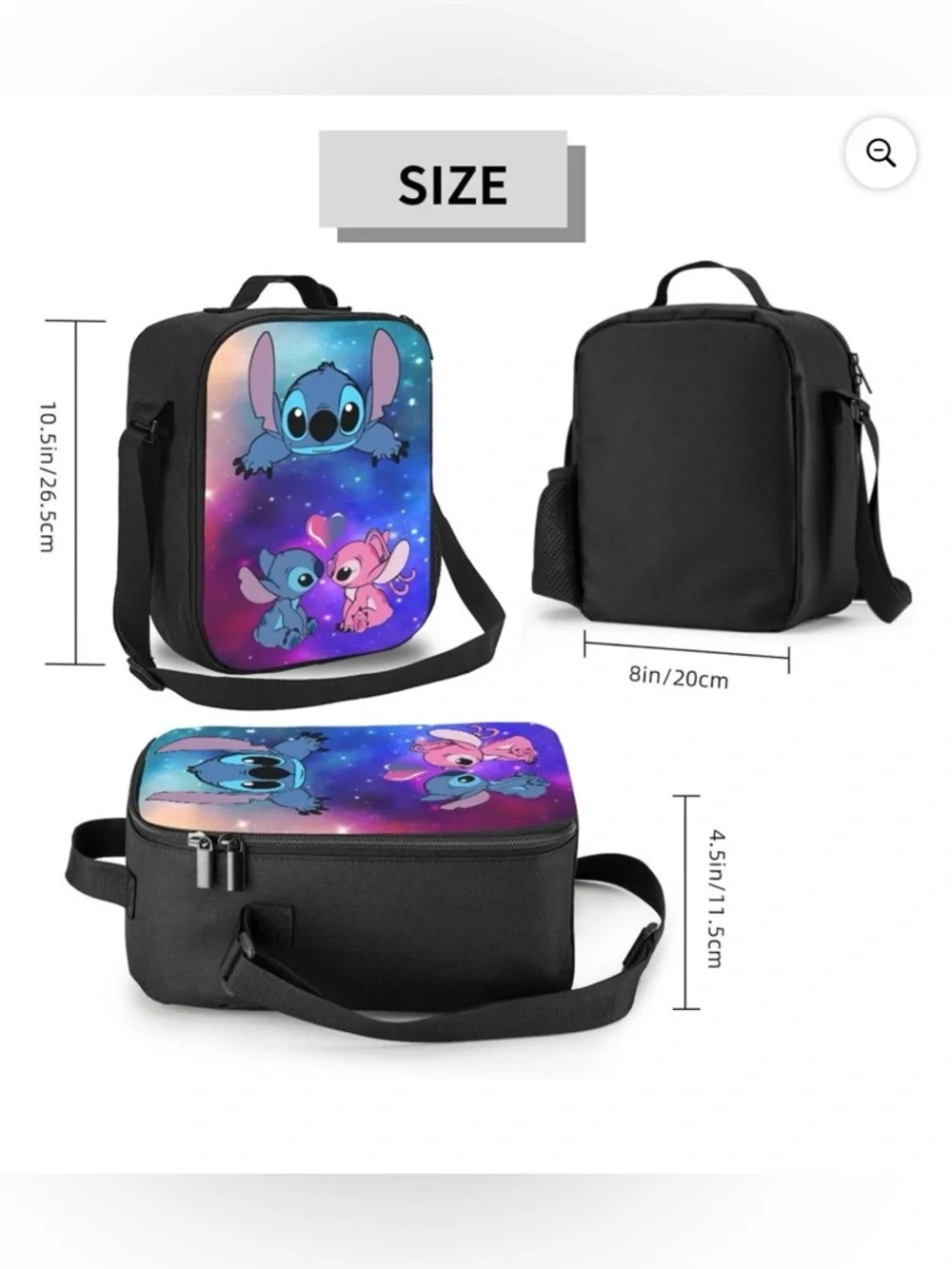 Disney Stitch & Angel 3 Piece Backpack Lunch Bag Pencil Case Set Blue Pink New